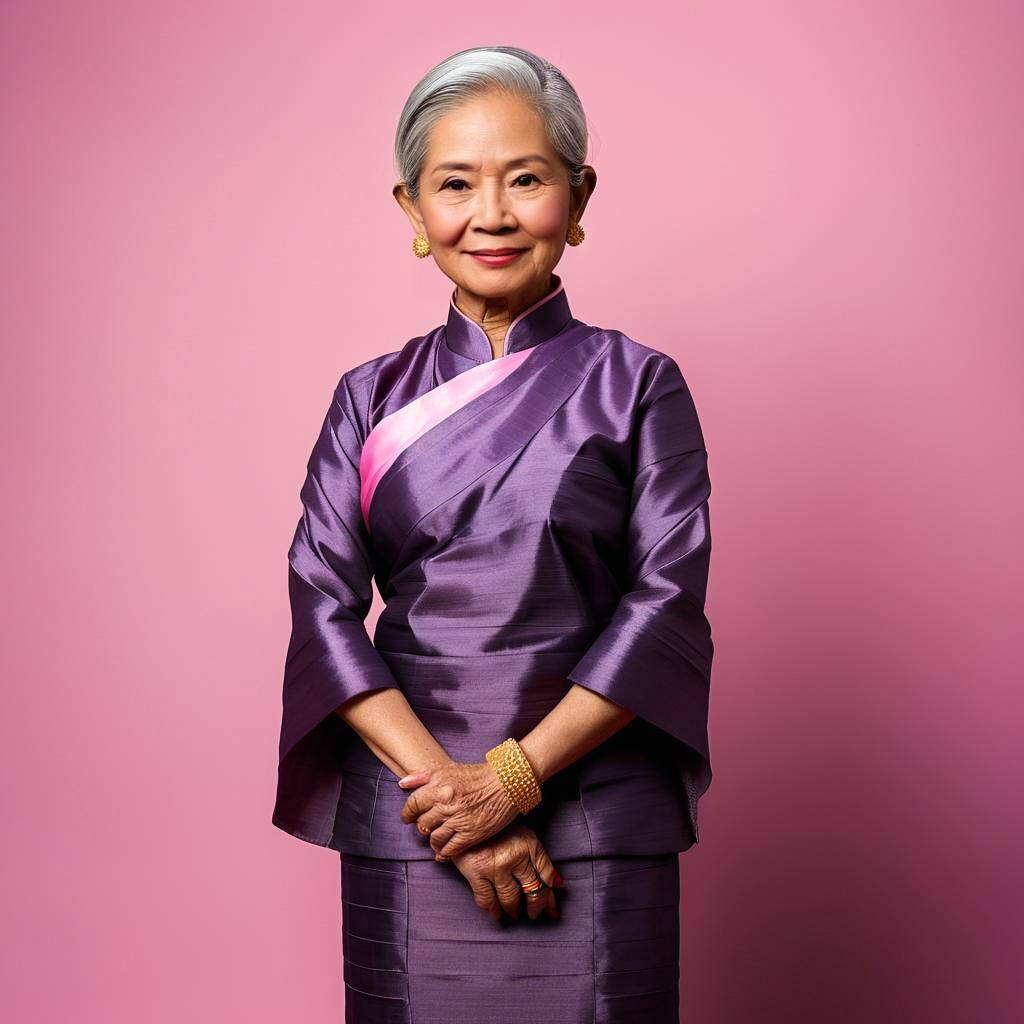 Elderly Thai Lady in Traditional Dress