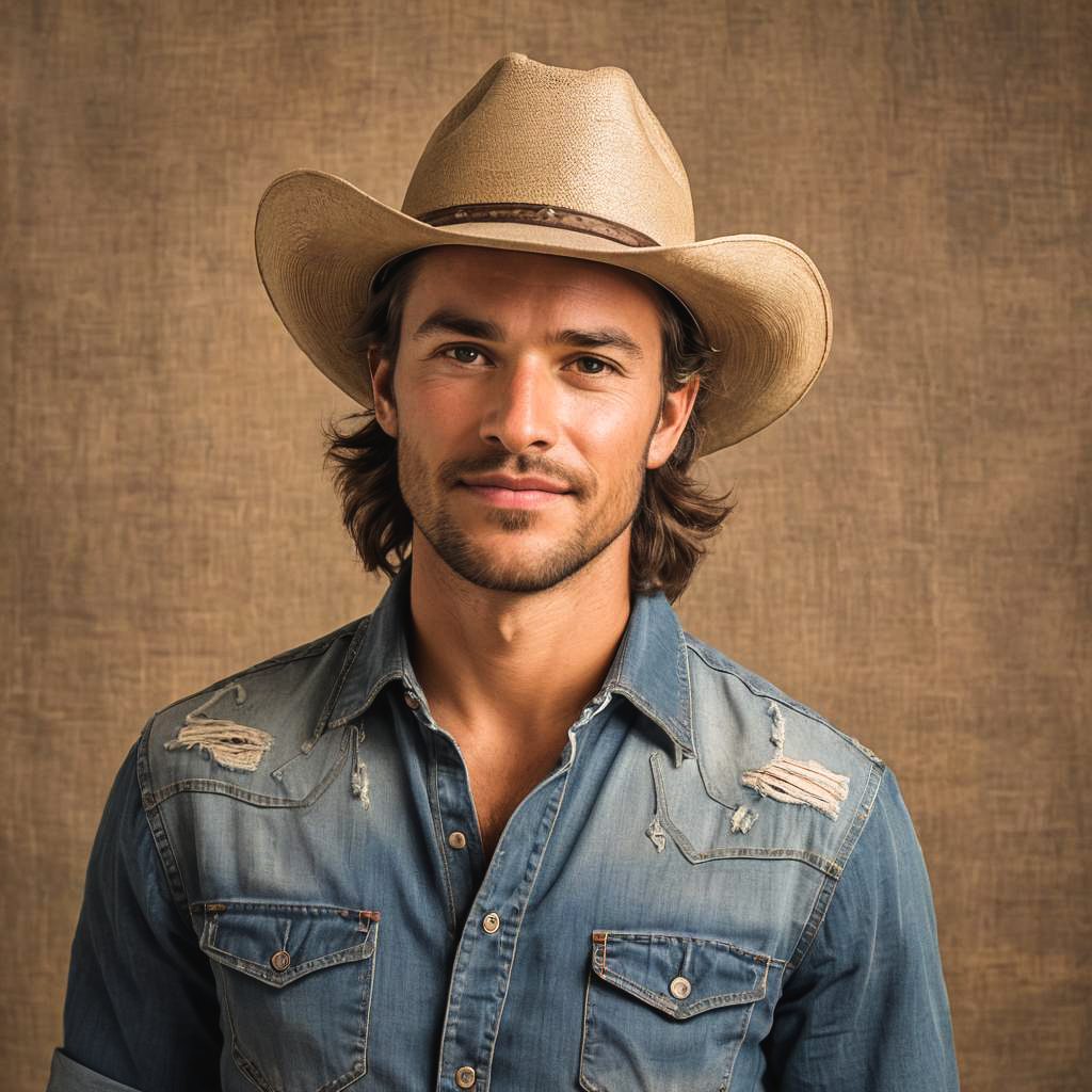 Cheerful Cowboy at Country Concert