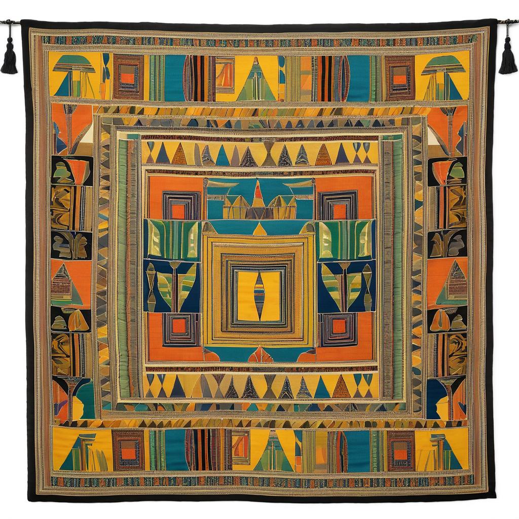 Vibrant Tapestry with Egyptian Motifs