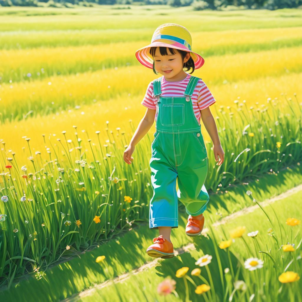 Joyful Child in Sunlit Meadow Scene