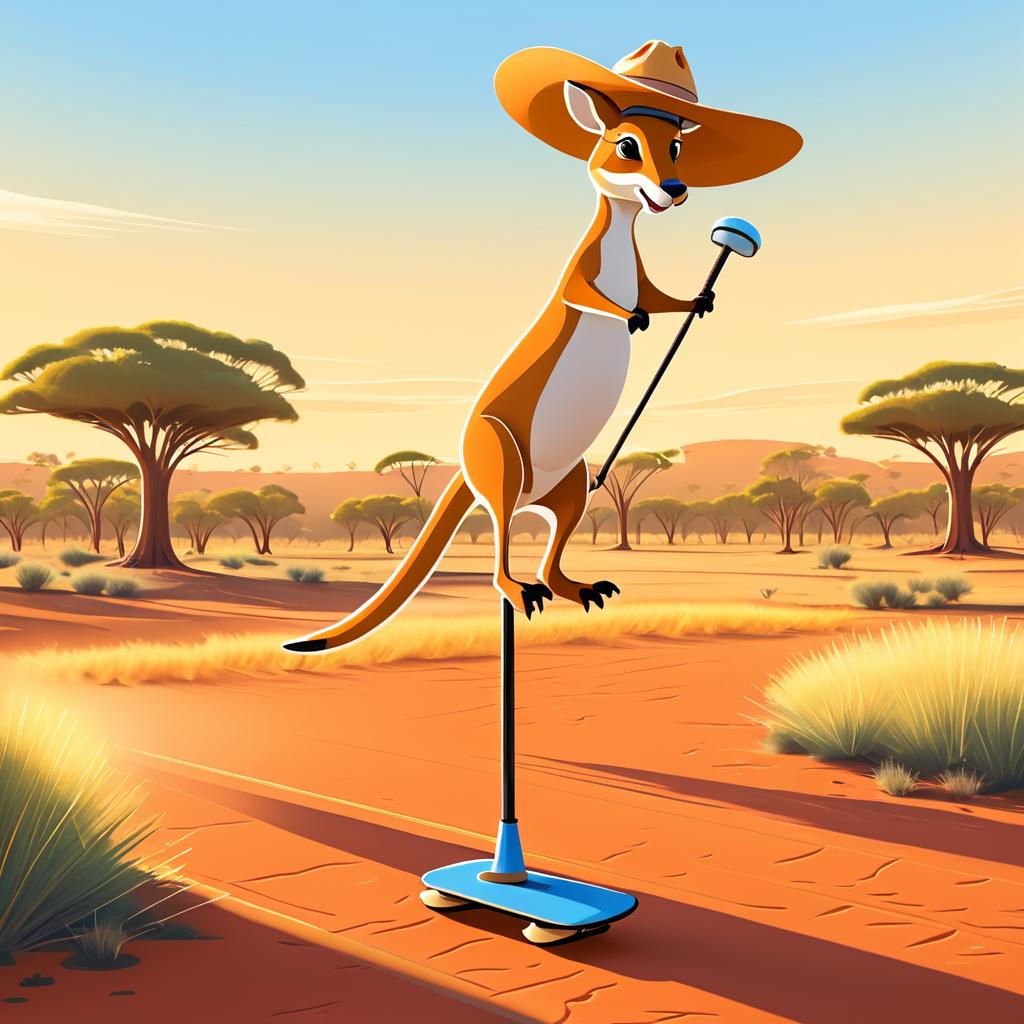 Kangaroo on Pogo Stick in Outback Fun