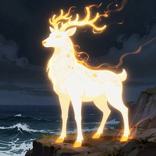 Glowing White Stag Mythical Beast