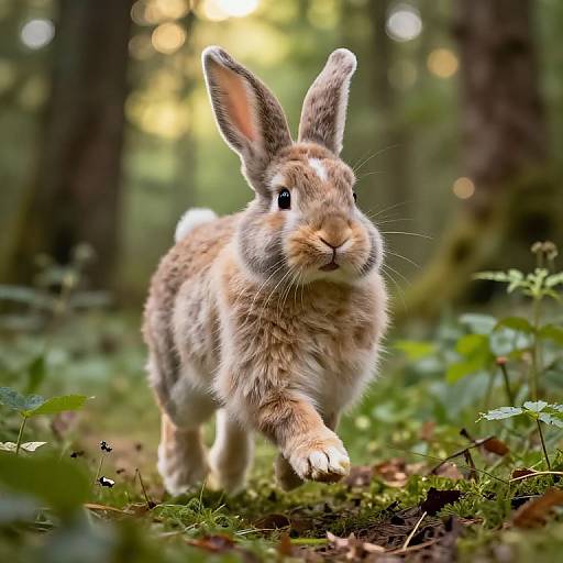 Playful Bunny-Dog Hopping in Forest