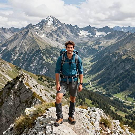 Rugged Hiker on Alpine Ridge
