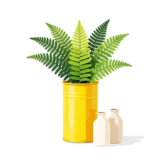 Glossy Sunflower Canister with Ferns