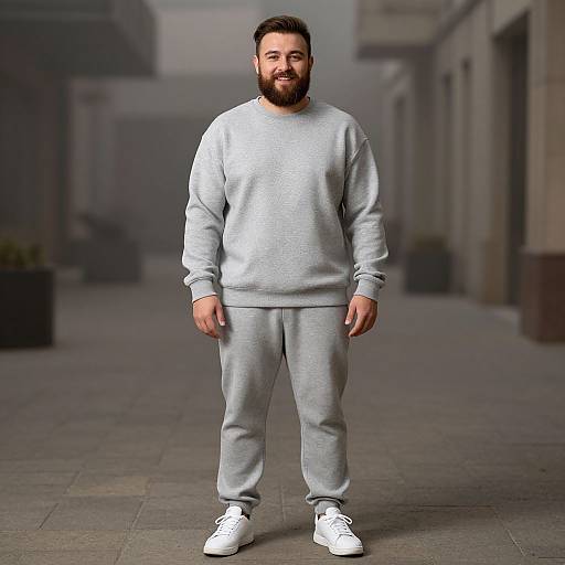 Casual Urban Man in Grey Outfit