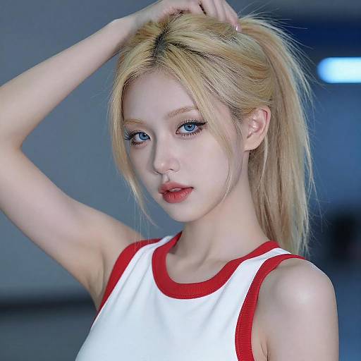 Portrait of Blonde Woman with Dramatic Makeup