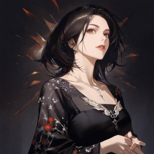 Elegant Surtr in Black Dress Portrait