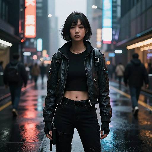 Cyberpunk Woman in Neon City