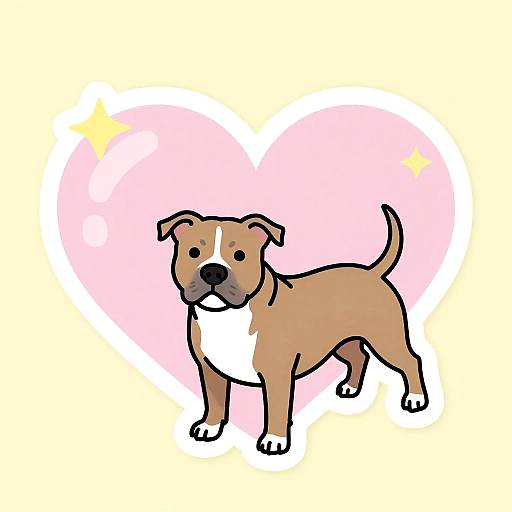 Playful Pit Bull Heart Sticker Design