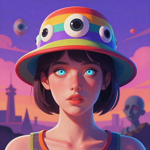 Surreal Psychedelic Rainbow Portrait