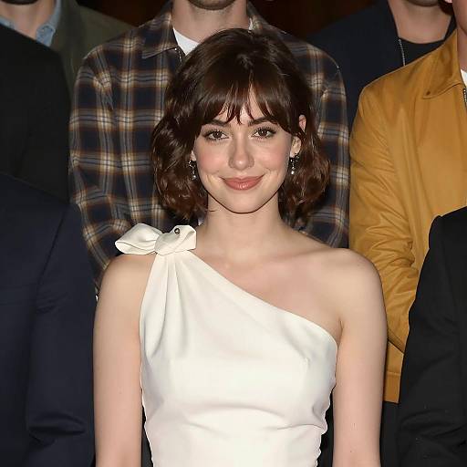 Elegant Woman Amidst Casual Gathering