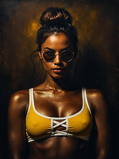 Sporty Chic Woman in Pastel Swimwear