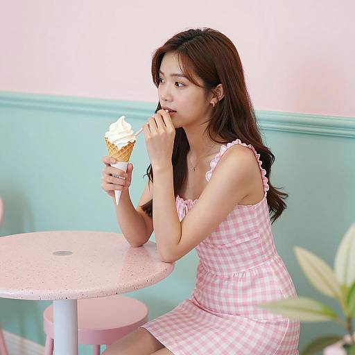 Charming Cafe Scene with Asian Woman