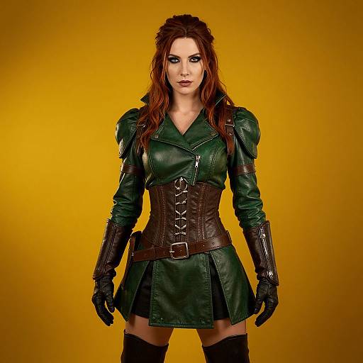 Skyrim Inspired Woman in Green Leather