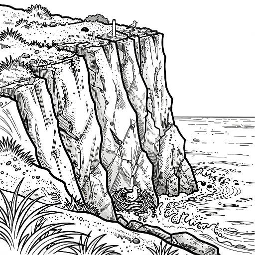 Rocky Seaside Cliff Coloring Page