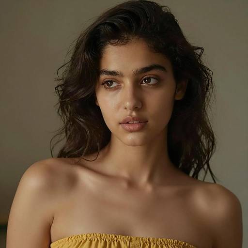 Portrait of Young Woman in Mustard Yellow Top