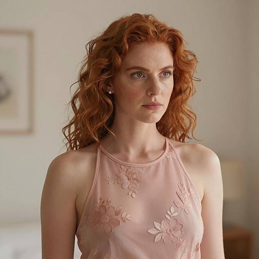 Serene Portrait of a Redhead Woman