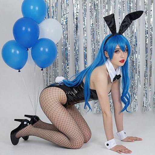 Blue-Haired Bunny Costume Photoshoot