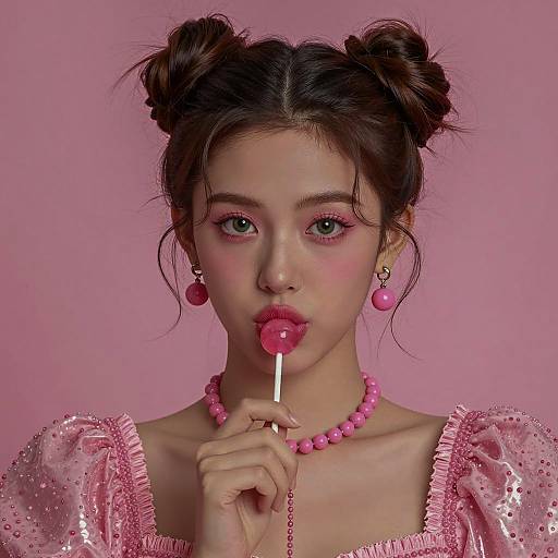 Chic Young Woman in Pink Aesthetic