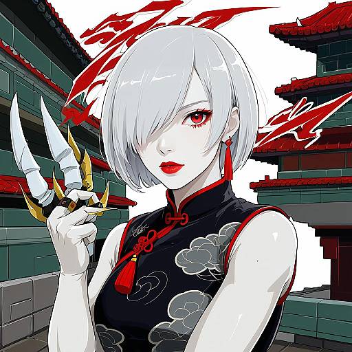 Illustration of A.k.i. (street fighter), street fighter in the style of Hiraga matsuri