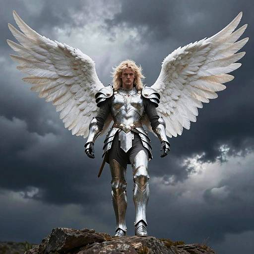 Powerful Angelic Warrior on Mountaintop
