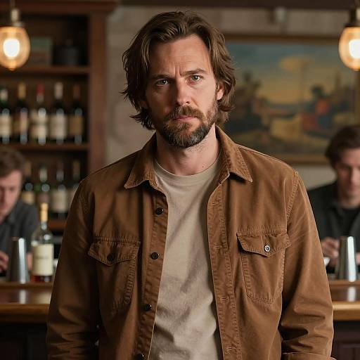 Portrait of Man in Rustic Bar