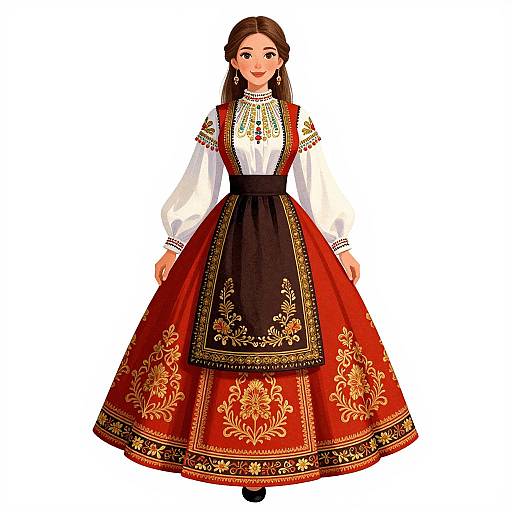 Vibrant Russian Traditional Costume Illustration