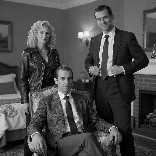 Vintage Black and White Portrait in Room