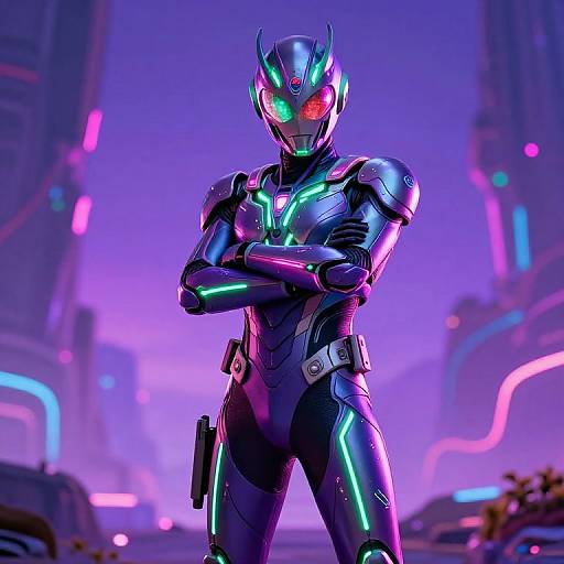 Futuristic Neon-Clad Sci-Fi Warrior