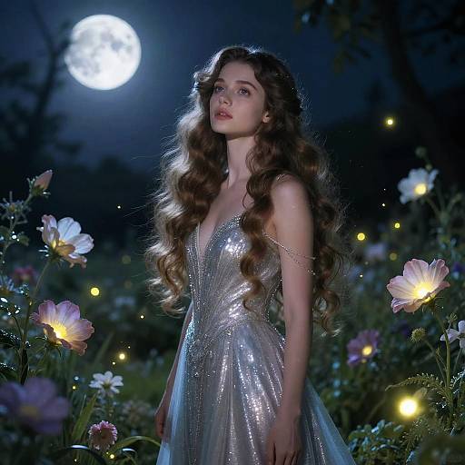 Gwenyvere in Enchanted Moonlit Garden