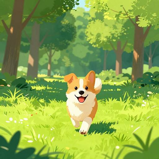 Joyful Dog Running in Sunny Park