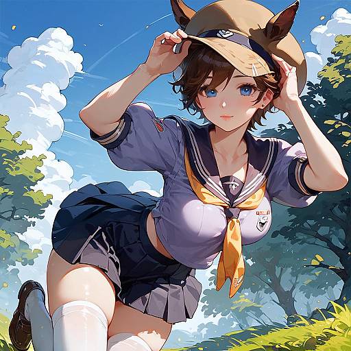 Blushing Horse Girl in Tracen Uniform