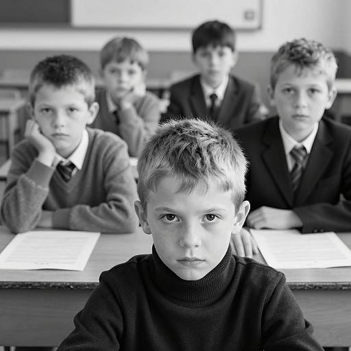 Moody Classroom Scene with Young Boys