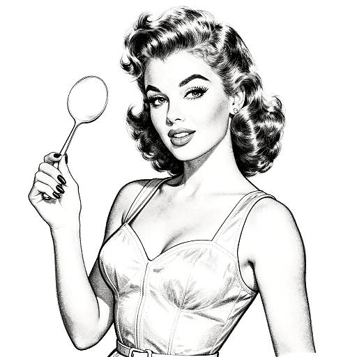 Vintage 1950s Pin-Up Coloring Page