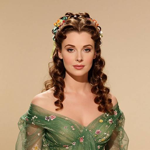 Elegant Woman in Green Classical Portrait