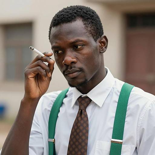 Serious African-American Man Smoking