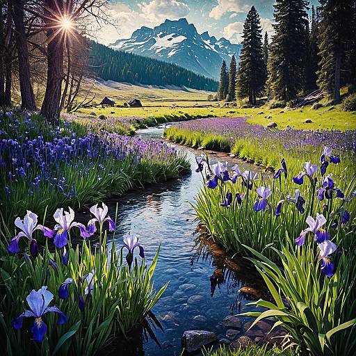 Serene Fantasy Meadow with Violets