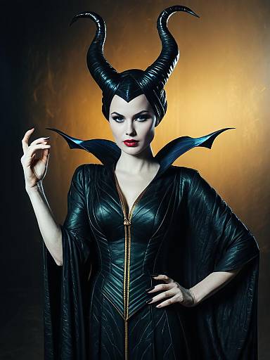 Photorealistic Woman in Maleficent Costume