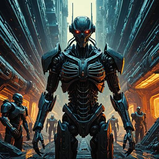 Cyberpunk Robot Uprising with Futuristic Soldiers