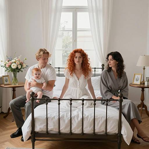 Serene Family Moment in a Bright Room