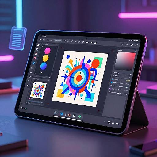 Futuristic AI Art Tablet Interface