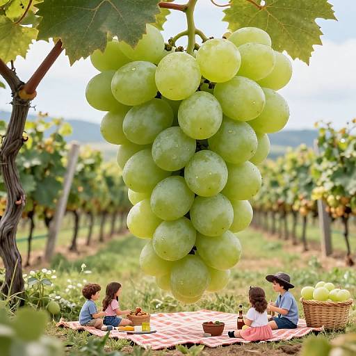 Giant Green Grape Picnic Scene