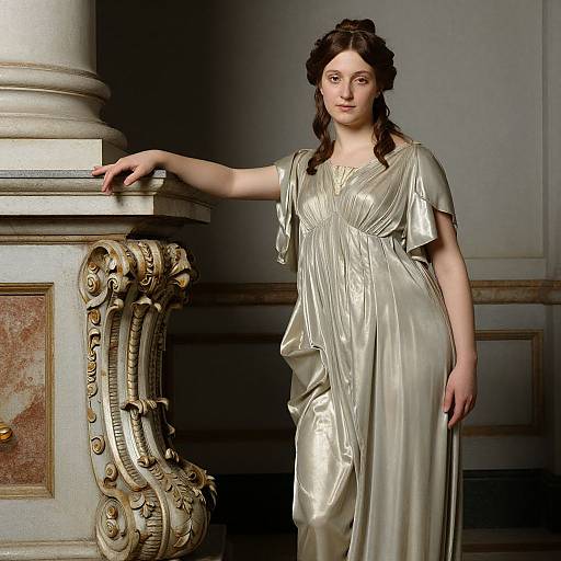 Graceful Woman by Ornate Pilaster