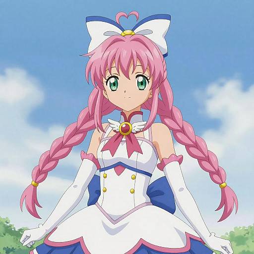 Anime Magical Girl with Pink Braided Hair