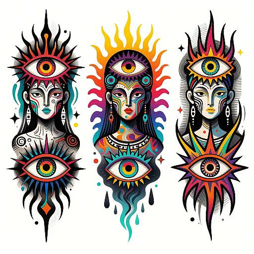 Psychedelic Abstract Humanoid Tattoo Art