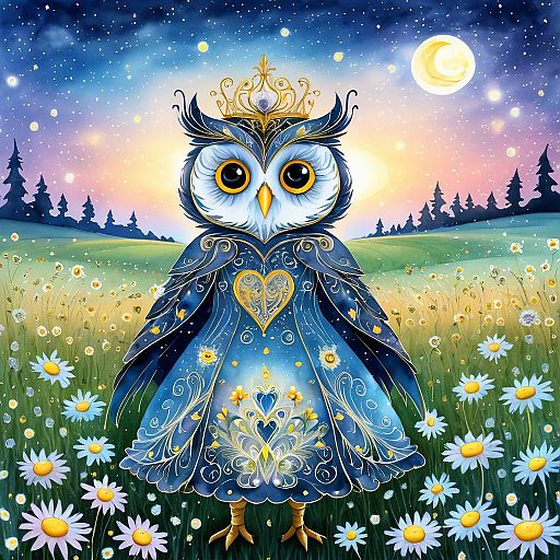 Whimsical Owl in Twilight Wonderland Whimsical Owl in Twilight Wonderland