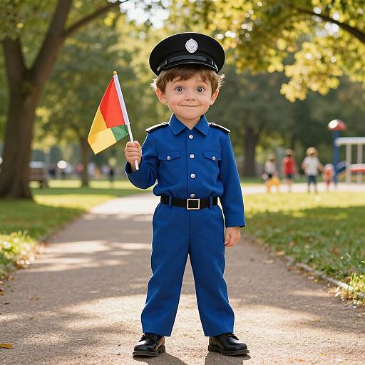 Confident Boy in Blue Uniform