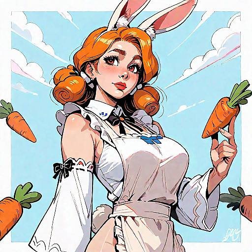 Mature Anime Girl with Bunny Ears