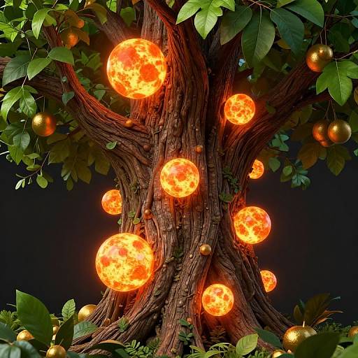 3D Fantastical Tree with Glowing Orbs